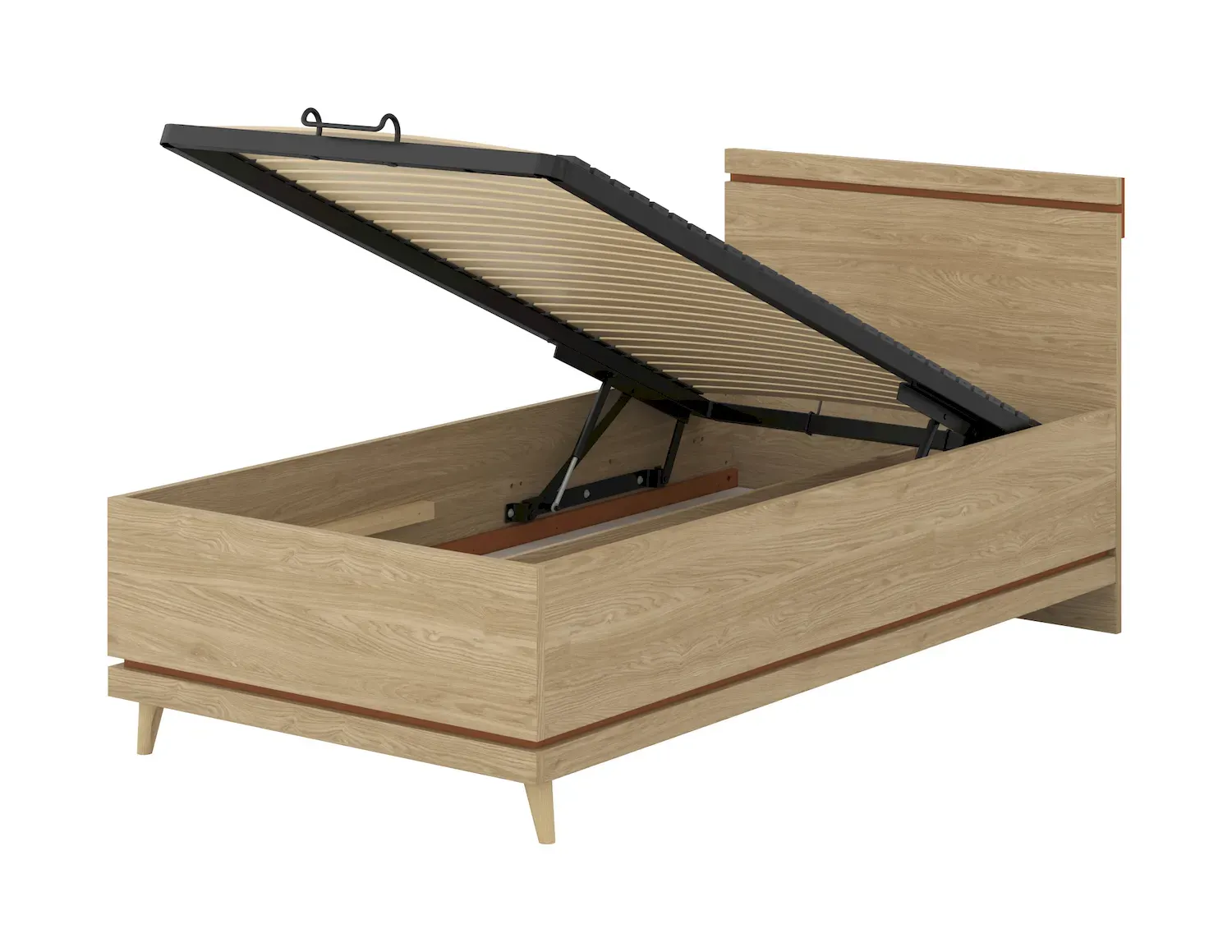 Łóżko z pojemnikiem SCANDI 54 100cm dąb ceglany - 24D5OH54