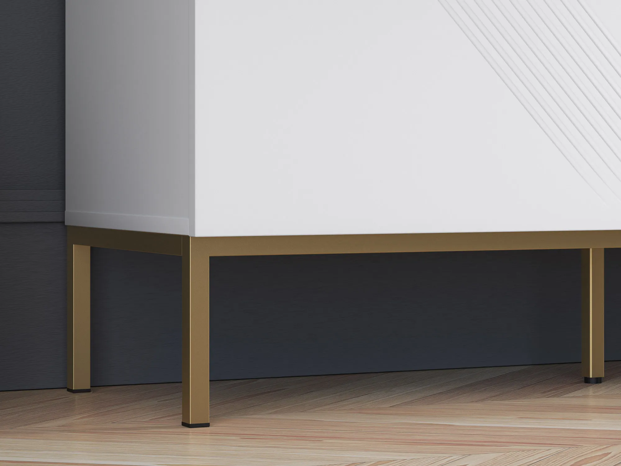 Komoda 3-drzwiowa CLEARING 02 biały alpejski, podstawa-złoty - 1CLEA02-001-03