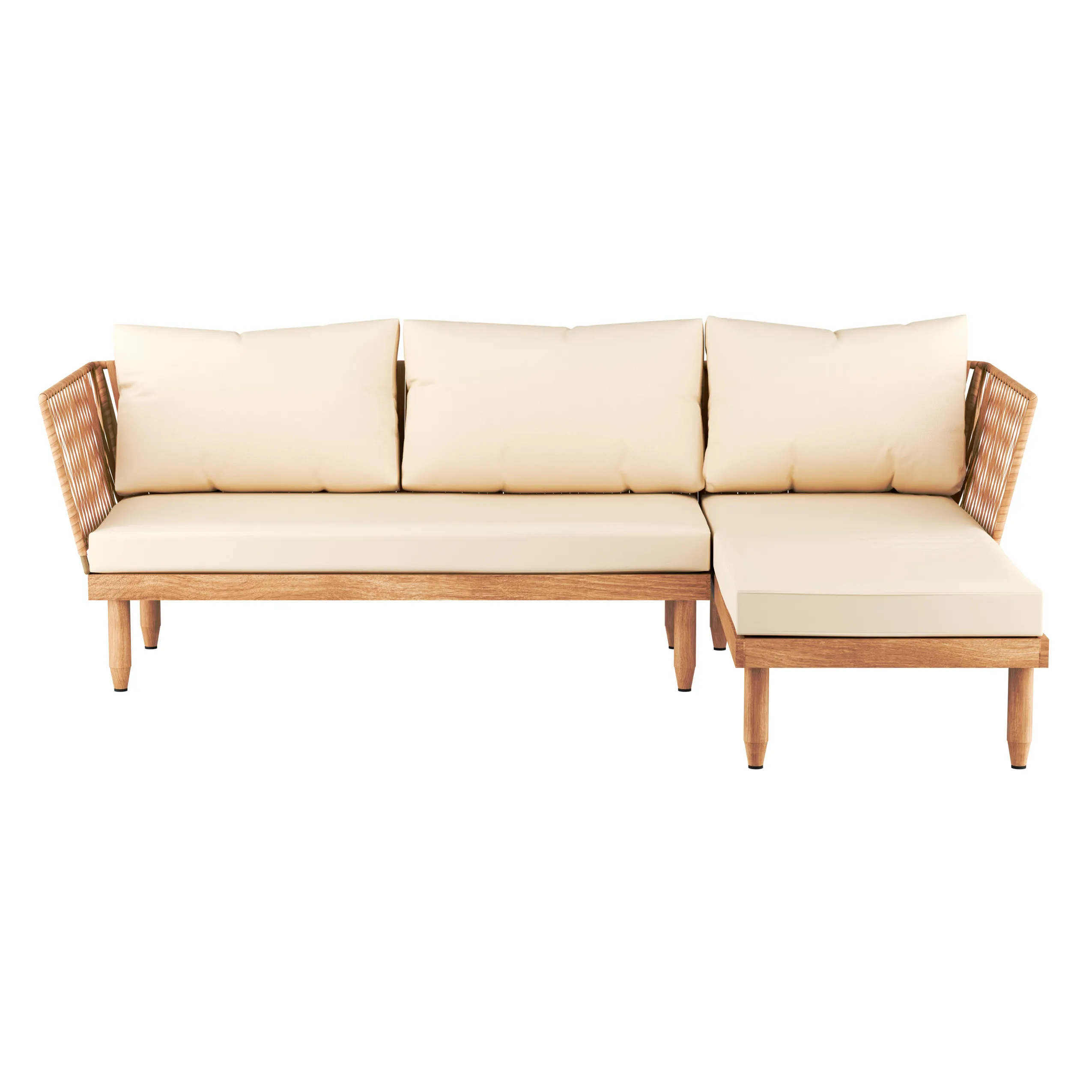 Zestaw ogrodowy wypoczynkowy SEMPLE 3-set drewniany kremowy Zenjoy - SEMPLE_KREMOWY