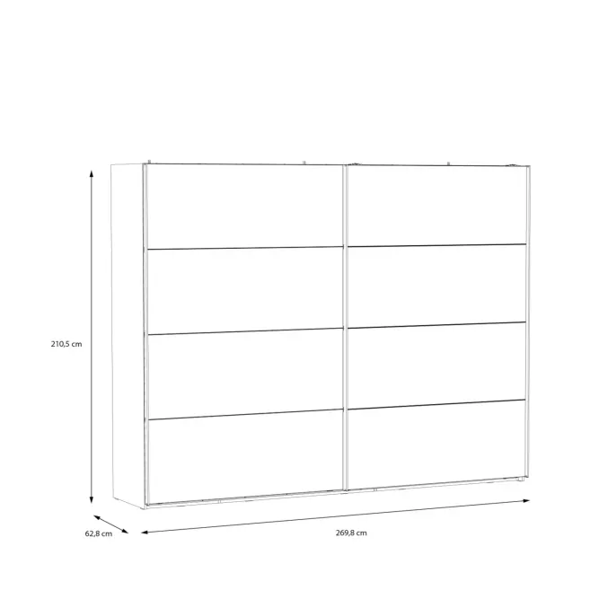 Szafa 2-drzwiowa z lustrem HAYATO 270x211x63 Świerk alpejski - HYTS12411-M717