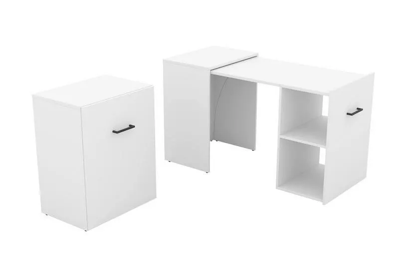 Biurko rozkładane SMART 42x60(60x132) biało-czarne