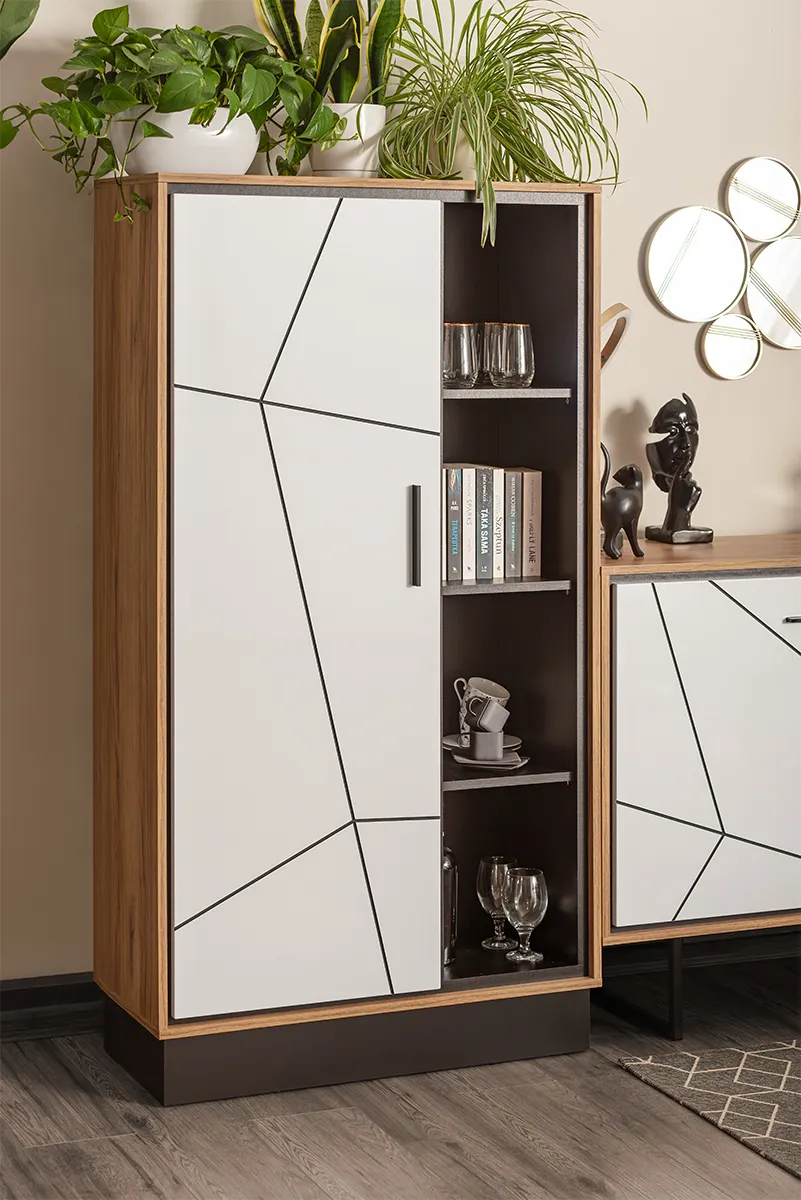 BROLO BROR01 REGAŁ 1D DĄB CATANIA /CZARNA PERŁA/MDF BIAŁY HG - 6000000005528