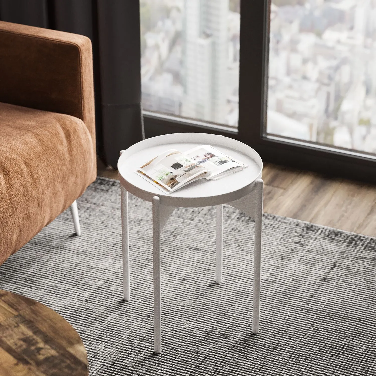 Stolik kawowy metalowy SHB 002 okrągły 44x44 biały - ASI_491CRT1137