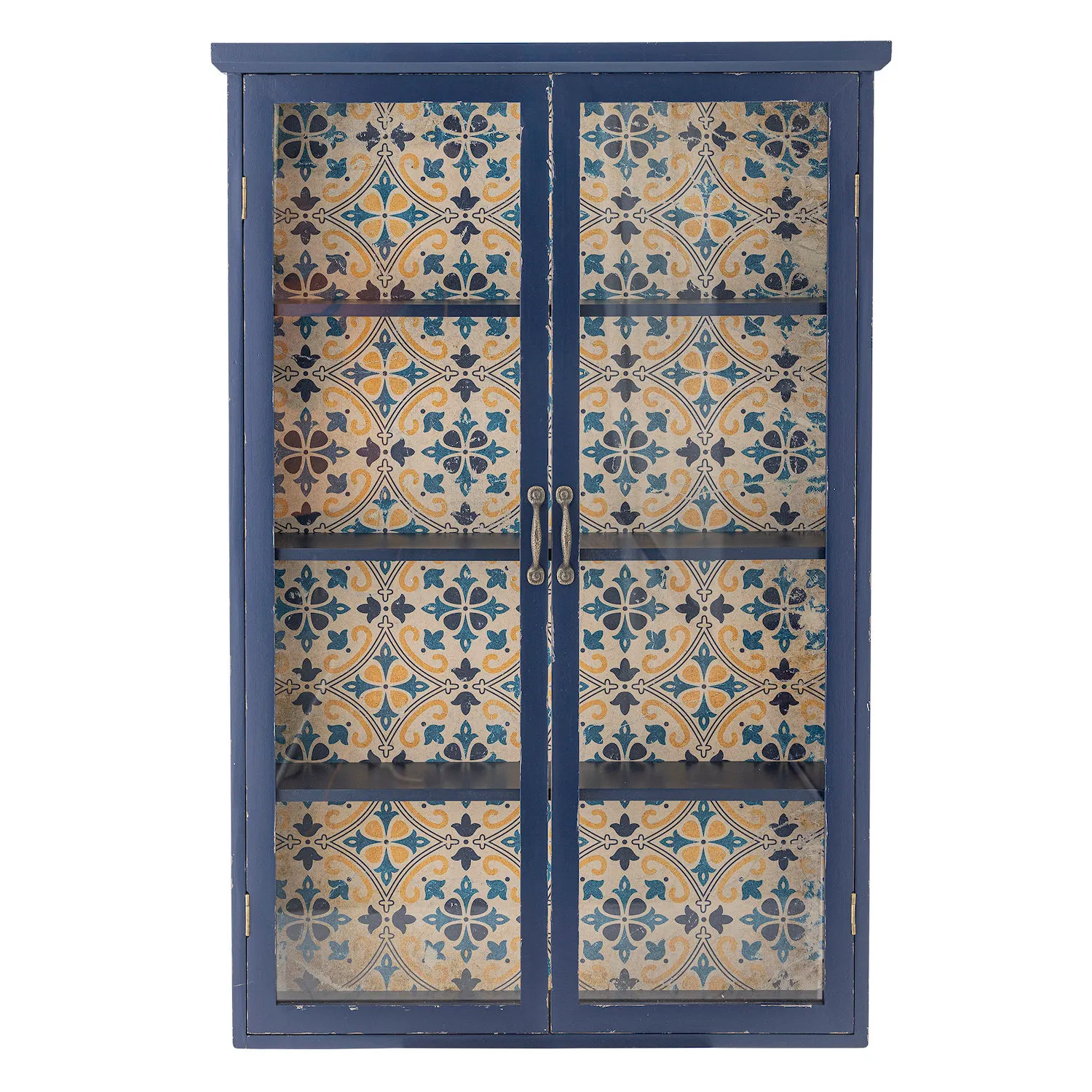 szafka, szafka z szybą, szafka na książki, niebieska mebel, wzory ceramiczne