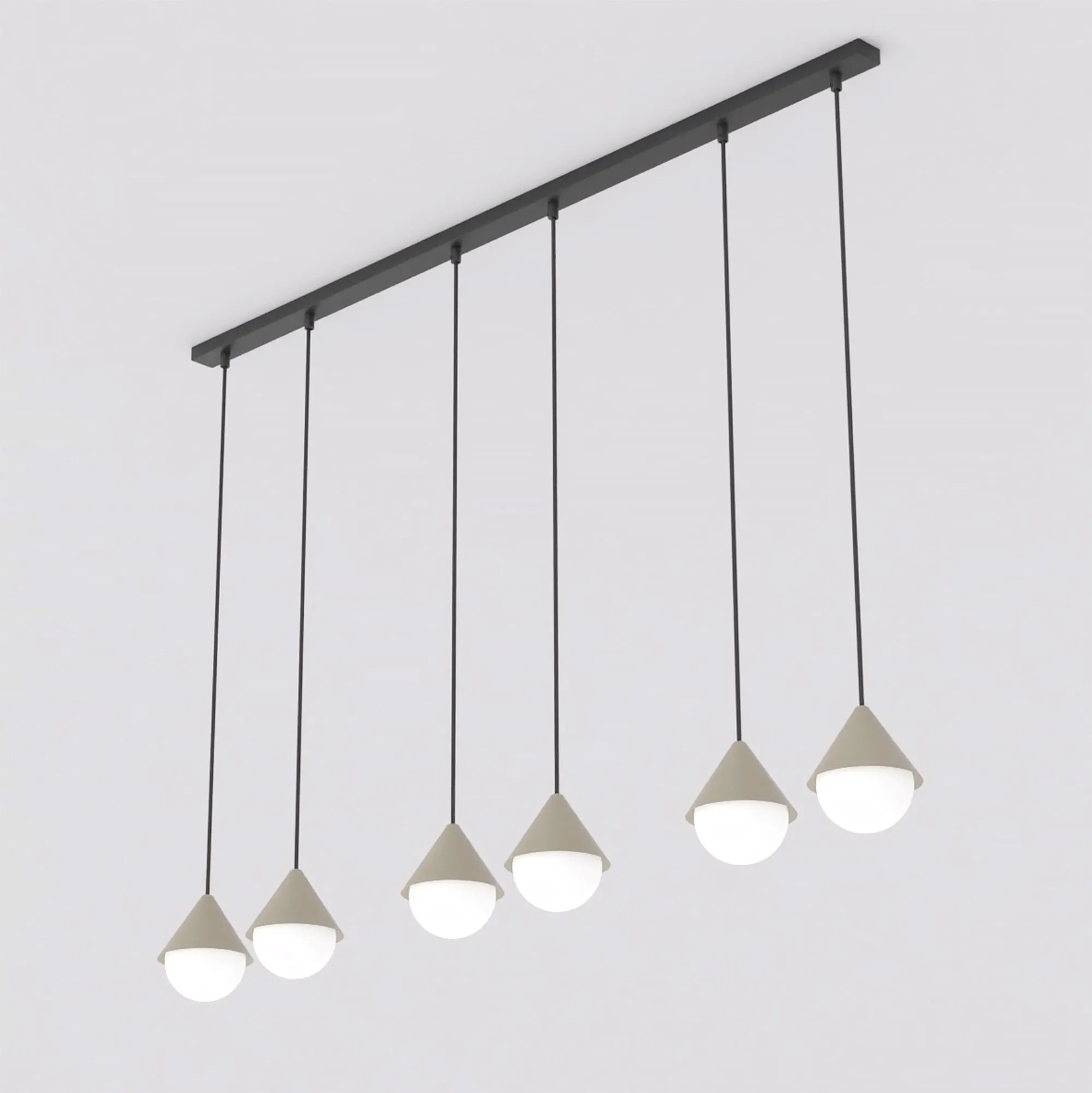 image lampa wisząca, pendant light, 6-punktowa, czarne przewody, klanowy wisząca
