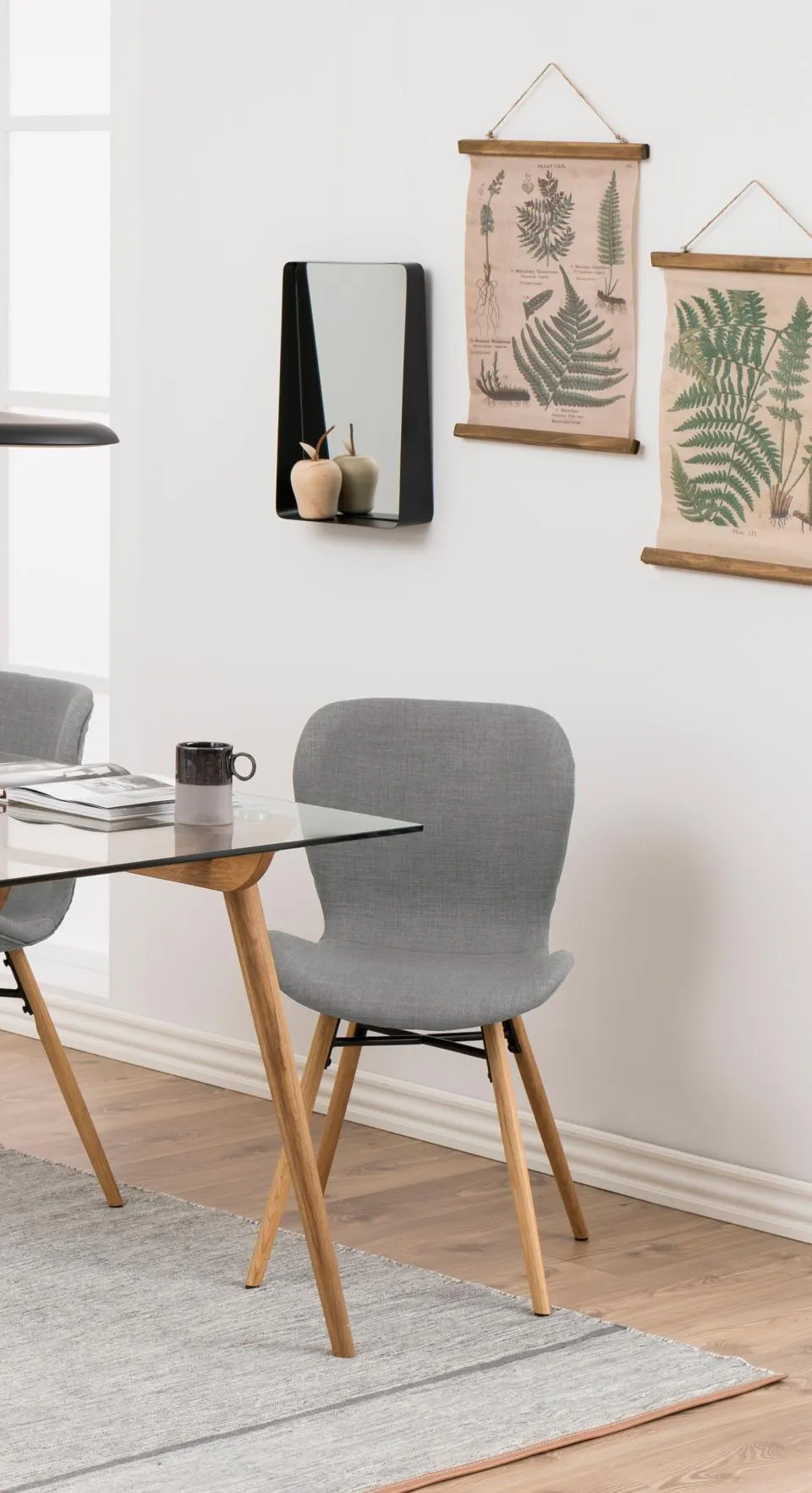 Krzesło tapicerowane DOREN Jasnoszary, Dab olejowany ( zestaw 2 sztuk ) - H000018250