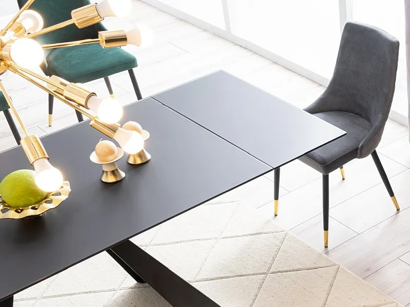 Stół rozkładany SALVADORE 90x160(240) szkło hartowane czarny - SALVADOREC160