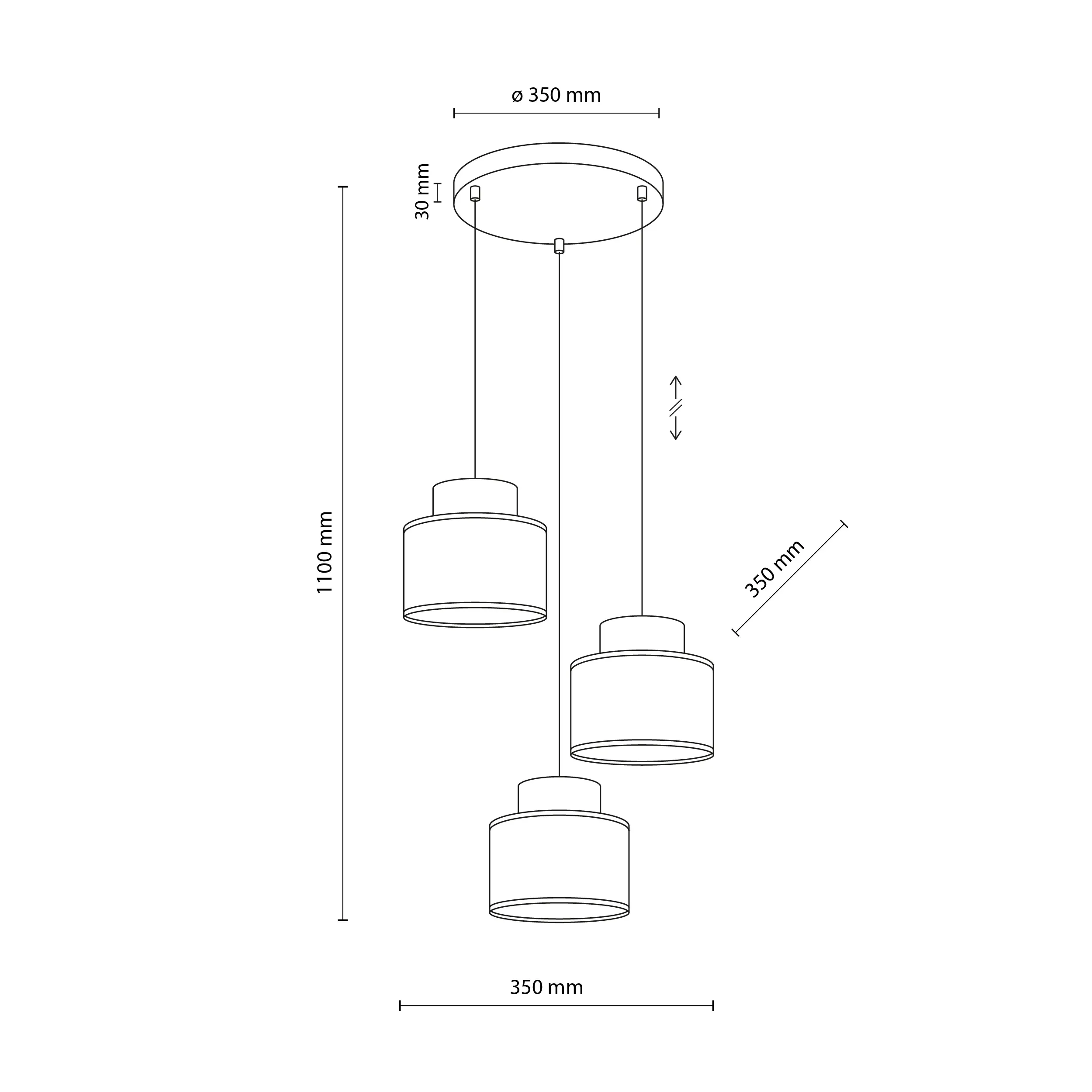Lampa wisząca DUO JUTA MIX czarna z wielokolorowymi ceglanym niebieskim pomarańczowym elementami i brązowymi kloszami z tkaniny 110x35cm - TK_2759
