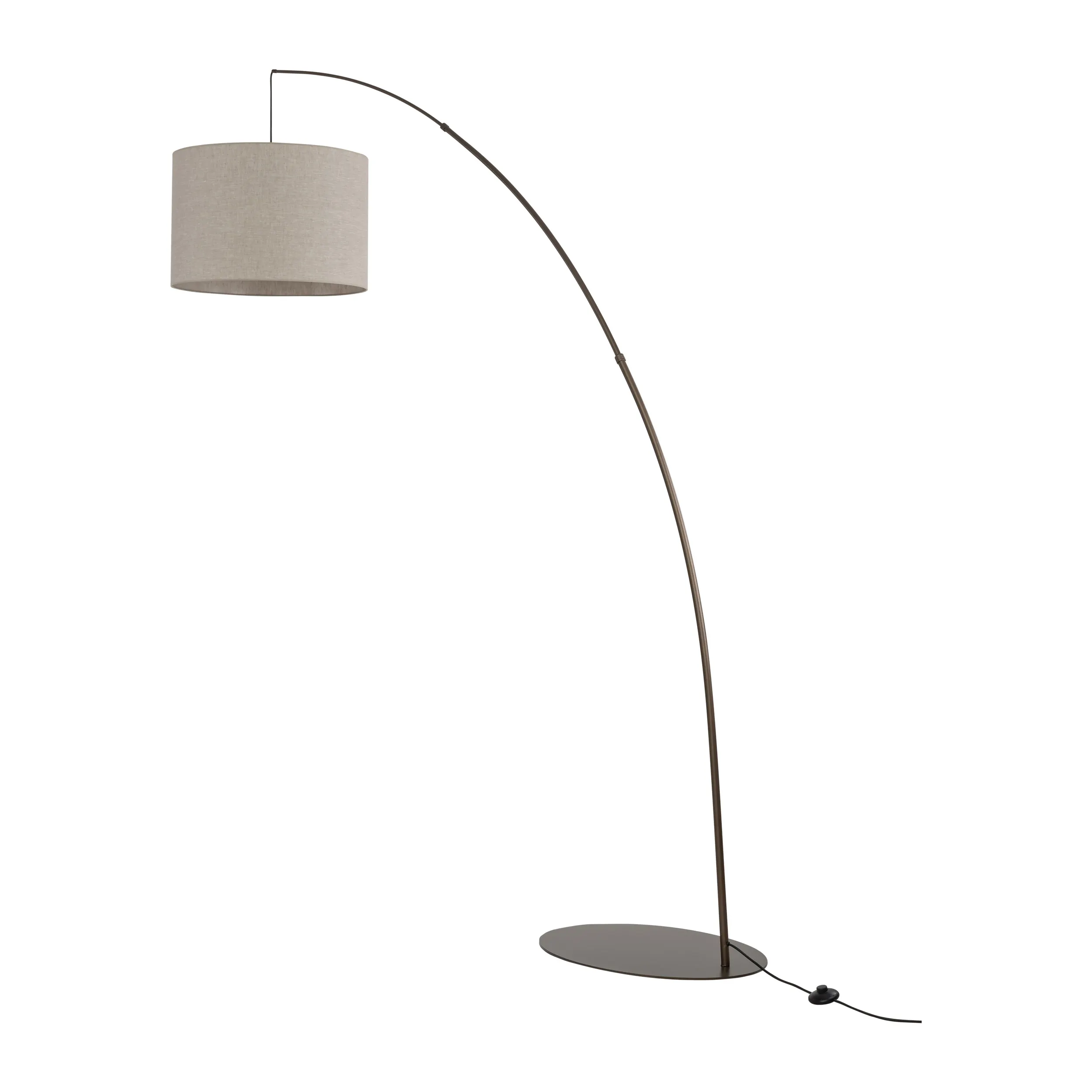 Lampa podłogowa MOBY brązowa z kloszem okrągłym z tkaniny 245x190x60cm - TK_6097