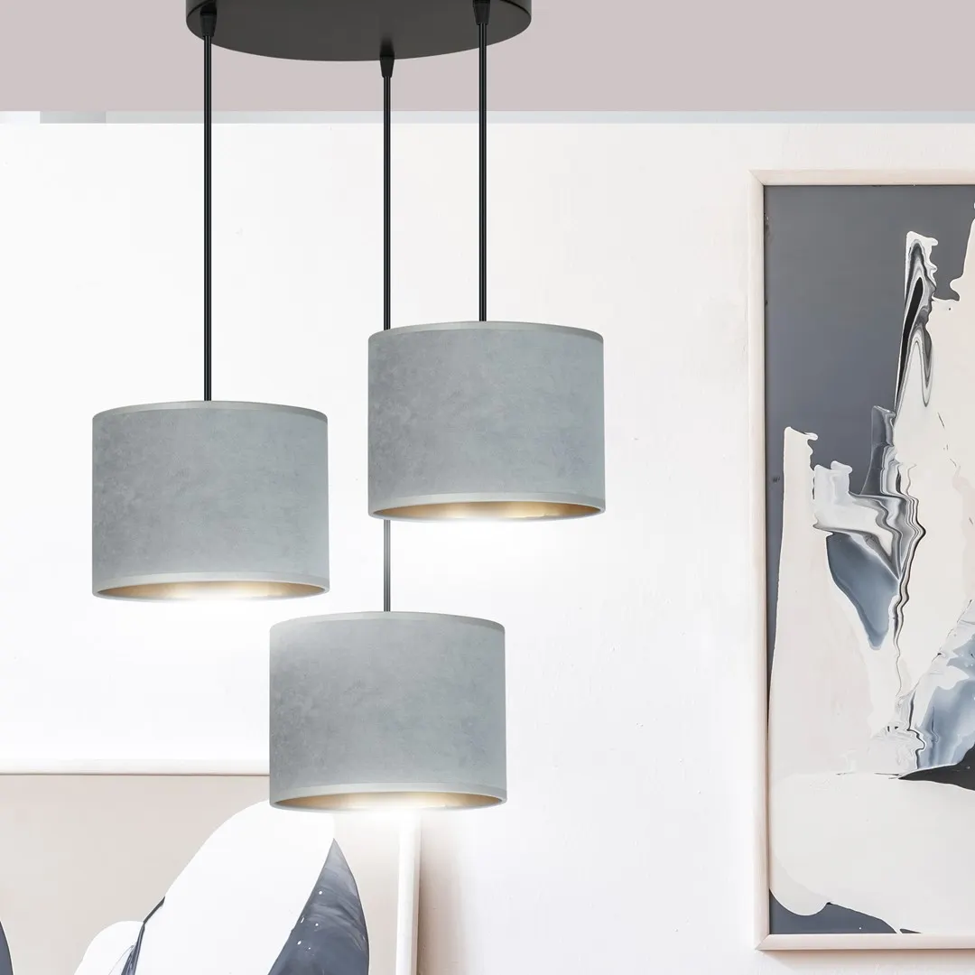 Lampa wisząca HILDE 3 PREM czarny szary — zdjęcie 7