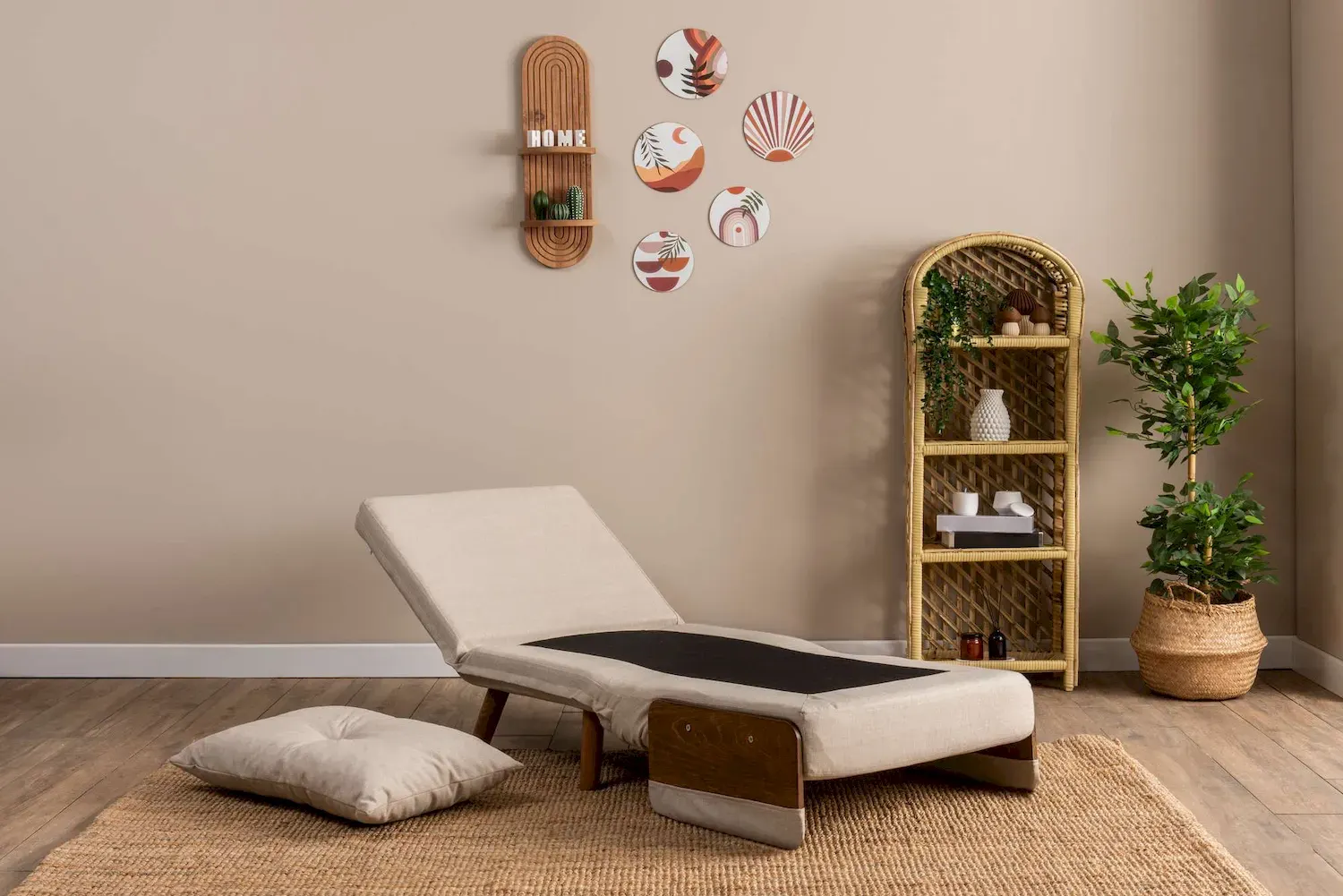 Fotel rozkładany COSMO Single drewniane podłokietniki kremowy - ASI_859FTN2336