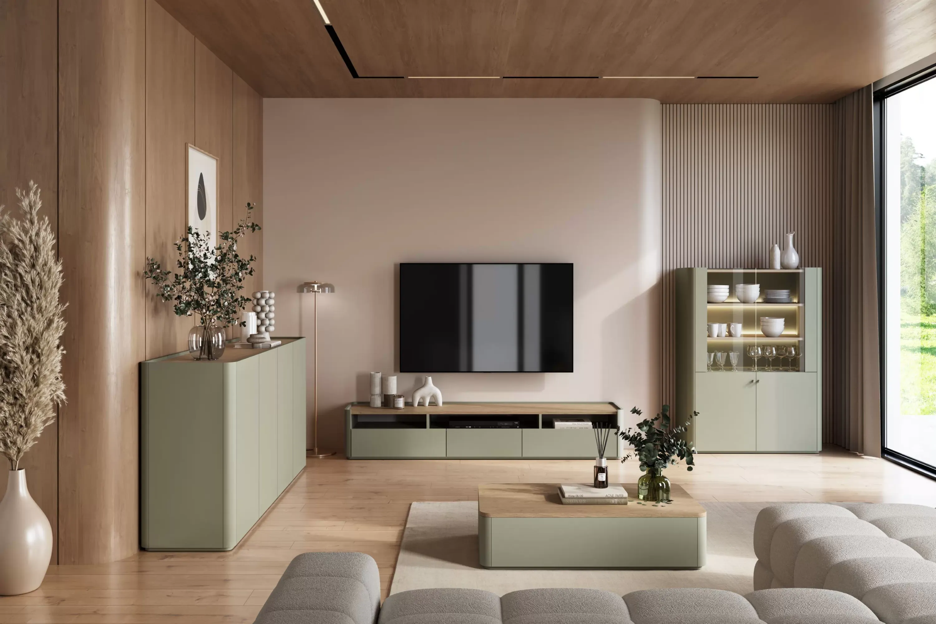 Stolik kawowy z 2 szufladami ELIVO 60x100cm eukaliptus dąb baltic dune - B_169192