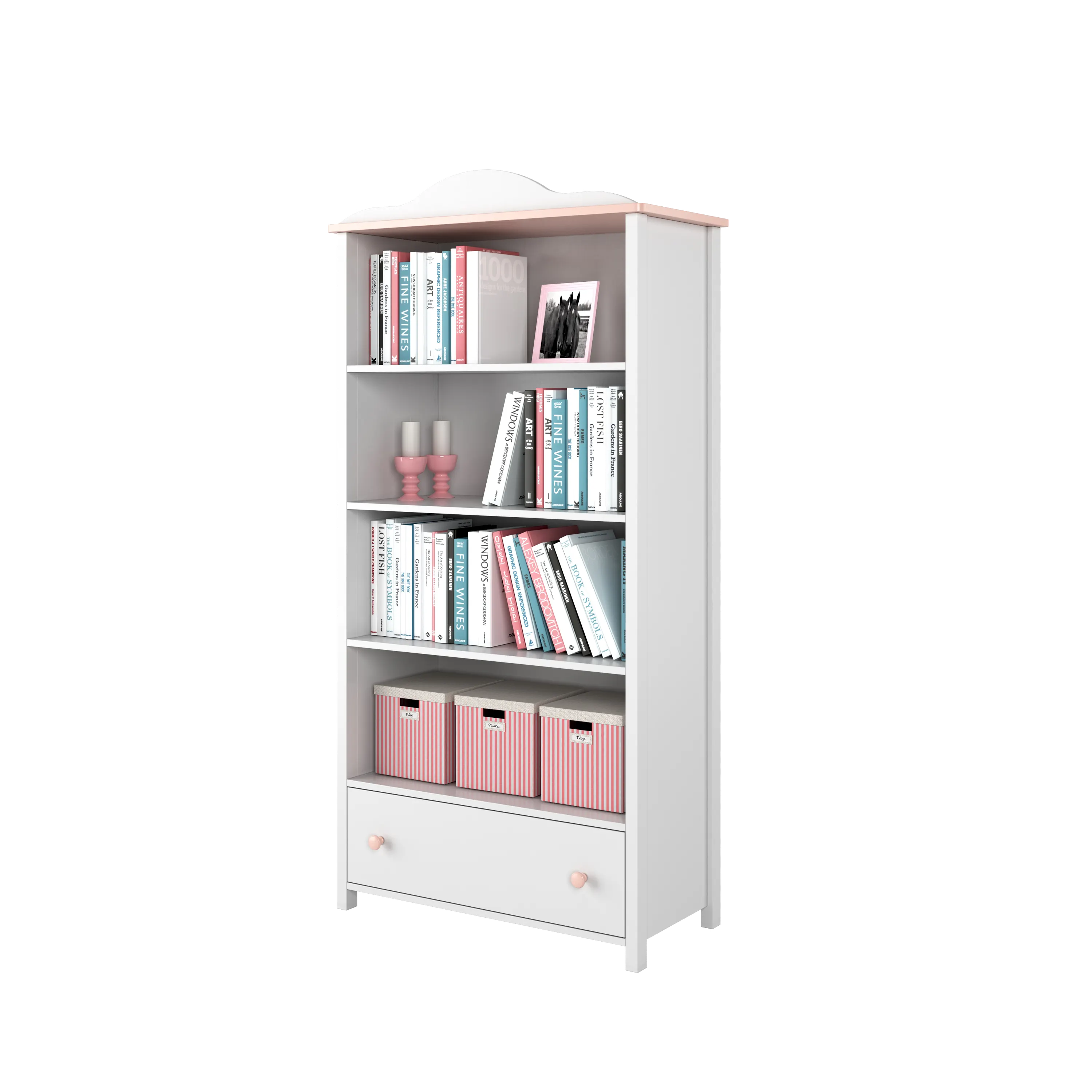 Regał LUNA LN-02 biało-różowy - LN2BR