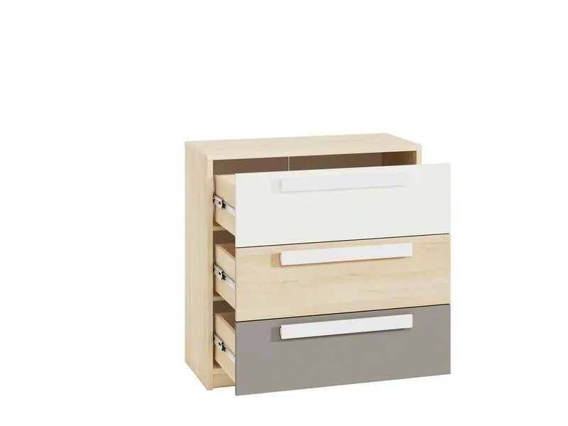 Komoda z 3 szufladami DROP 10 z szufladami z możliwością montażu wstawek frontowych buk fjord, biały, szary - 1DROP1001-001