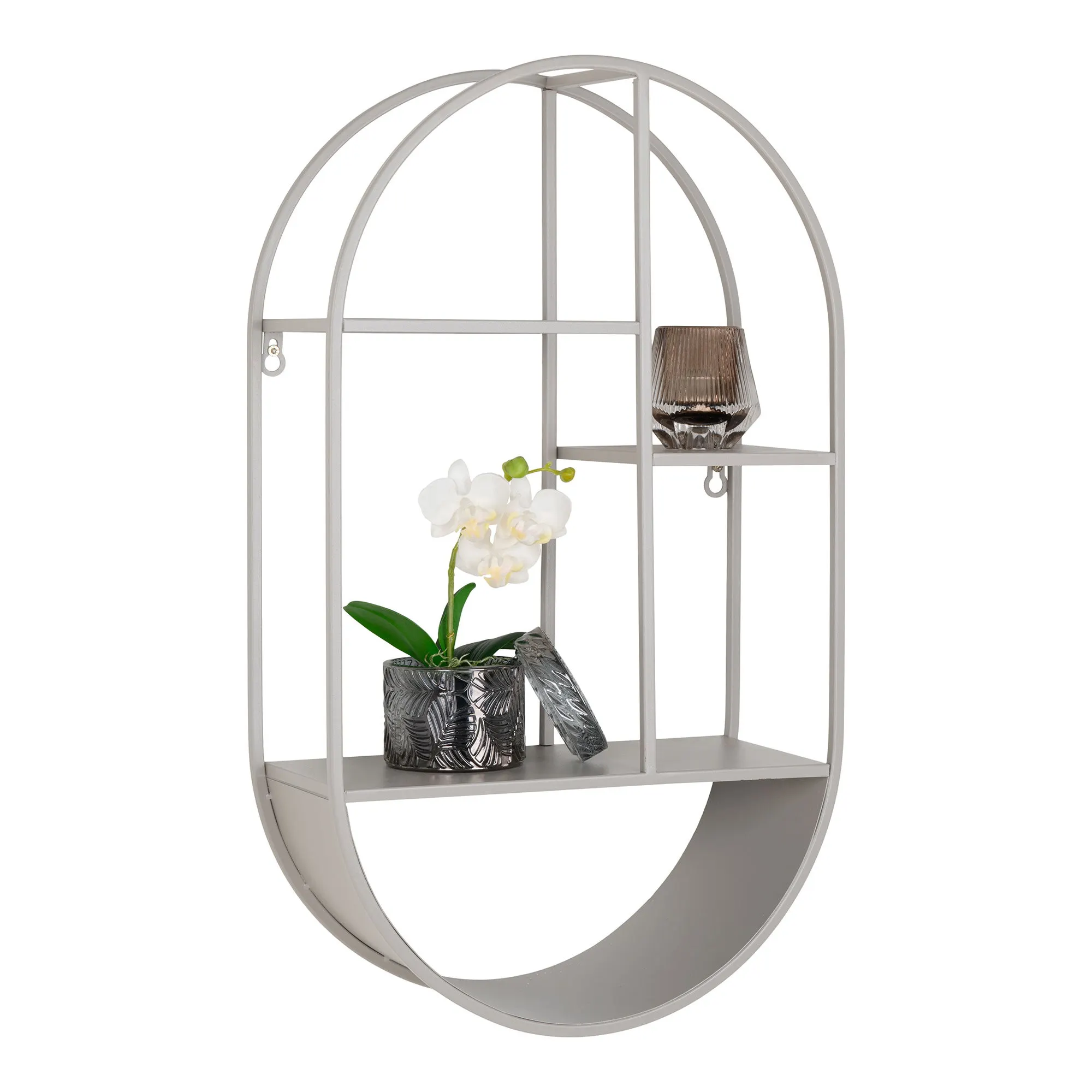 Półka ścienna owalna FEIRA stalowa 35x15x60 cm - szara - 4201055