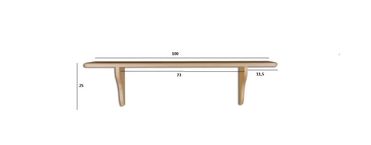 PK120 półka S100 W25 G20 sosna naturalny DREWMAX - 01657
