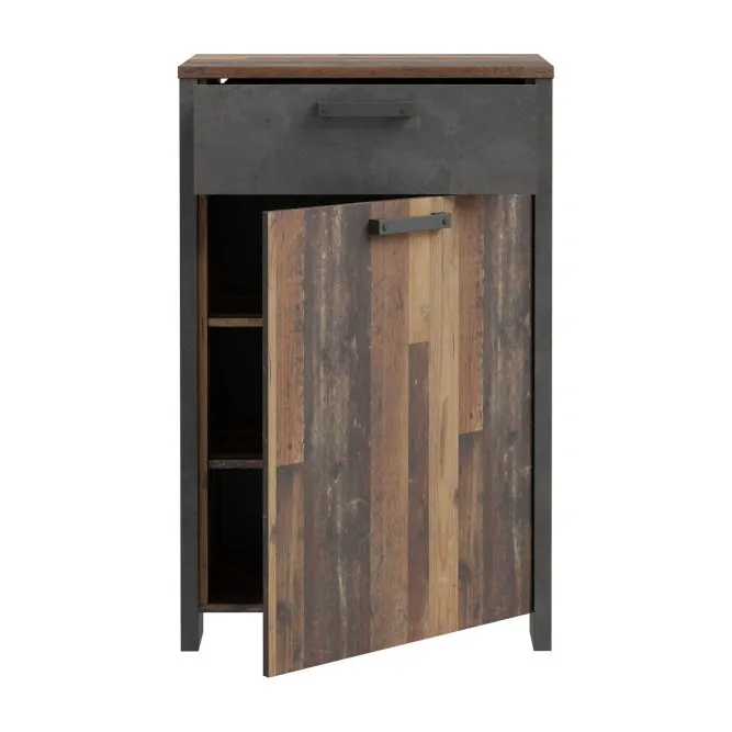 Szafka na buty CLIF z szufladą i szafką - old wood vintage, beton - CLFD213-C748