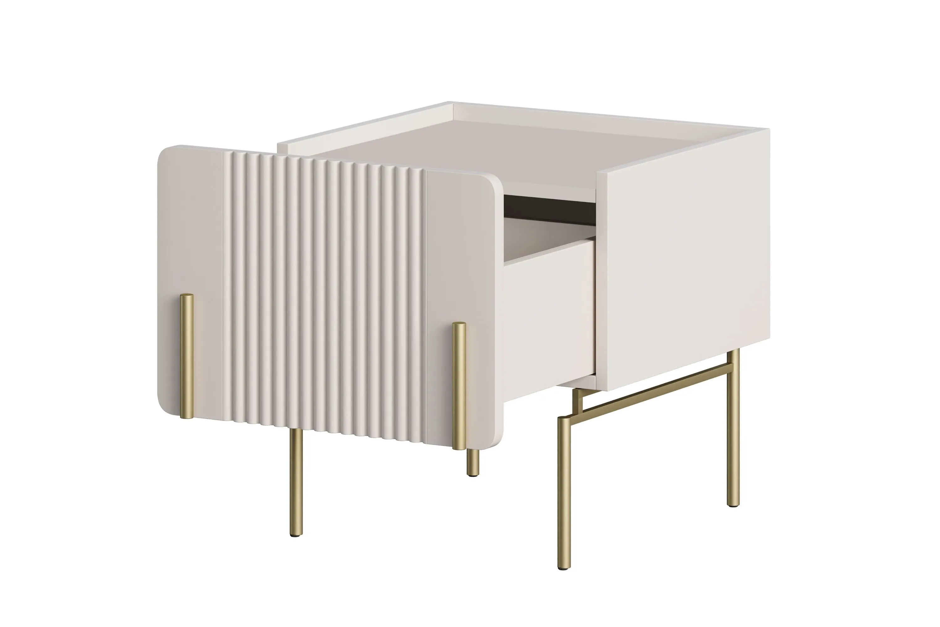 Szafka nocna z 1 szufladą MALMI 45cm - kaszmirowa - złoty nogi - B_167003