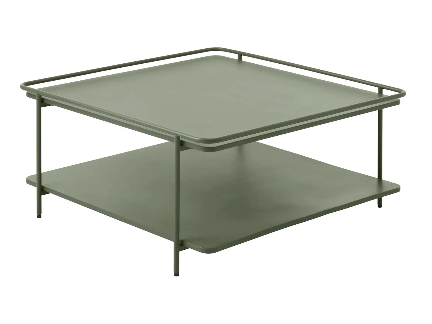 Stolik kawowy metalowy YUBA z półką 75x75 cm - zielony Stolik kawowy metalowy YUBA z półką 75x75 cm - zielony