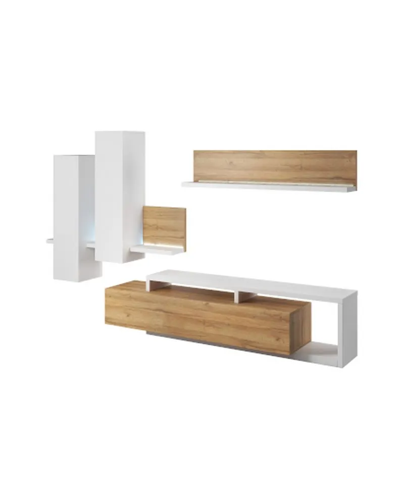 Meblościanka BOTA 09 dąb grandson biała z oświetleniem LED - 2482FG09