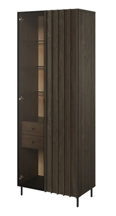 Witryna 2-drzwiowa LED Piemonte PE-02 lamel jesion portlandzki/czarny Witryna 2-drzwiowa LED Piemonte PE-02 lamel jesion portlandzki/czarny