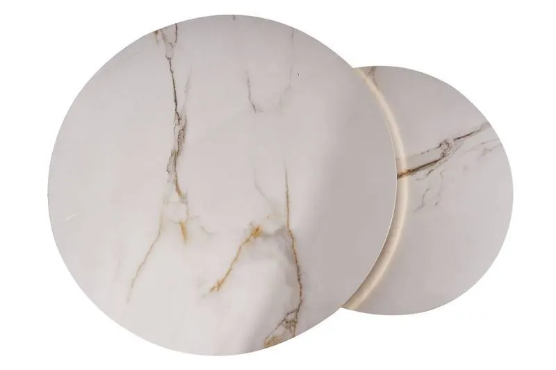 Zestaw stolików PORTAFINO A 2 sztuki efekt marmuru/złote nogi - PORTAFINOABZL