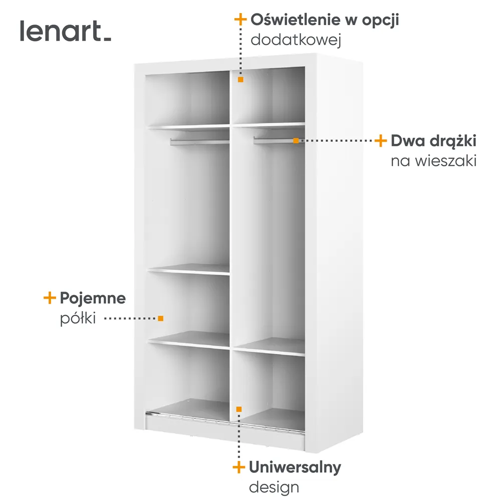 Szafa 2-drzwiowa ARTI AR-19 120cm biała - AR19BI