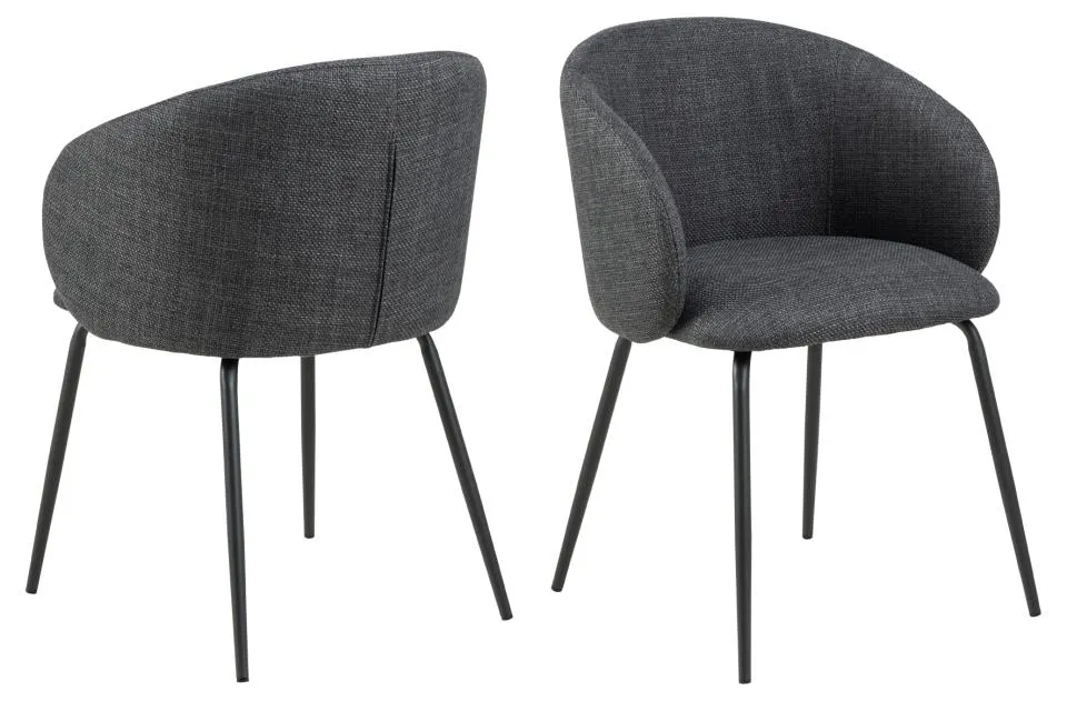 Krzesło Rolando Ciemnoszary, Czarny ( zestaw 2 sztuk )