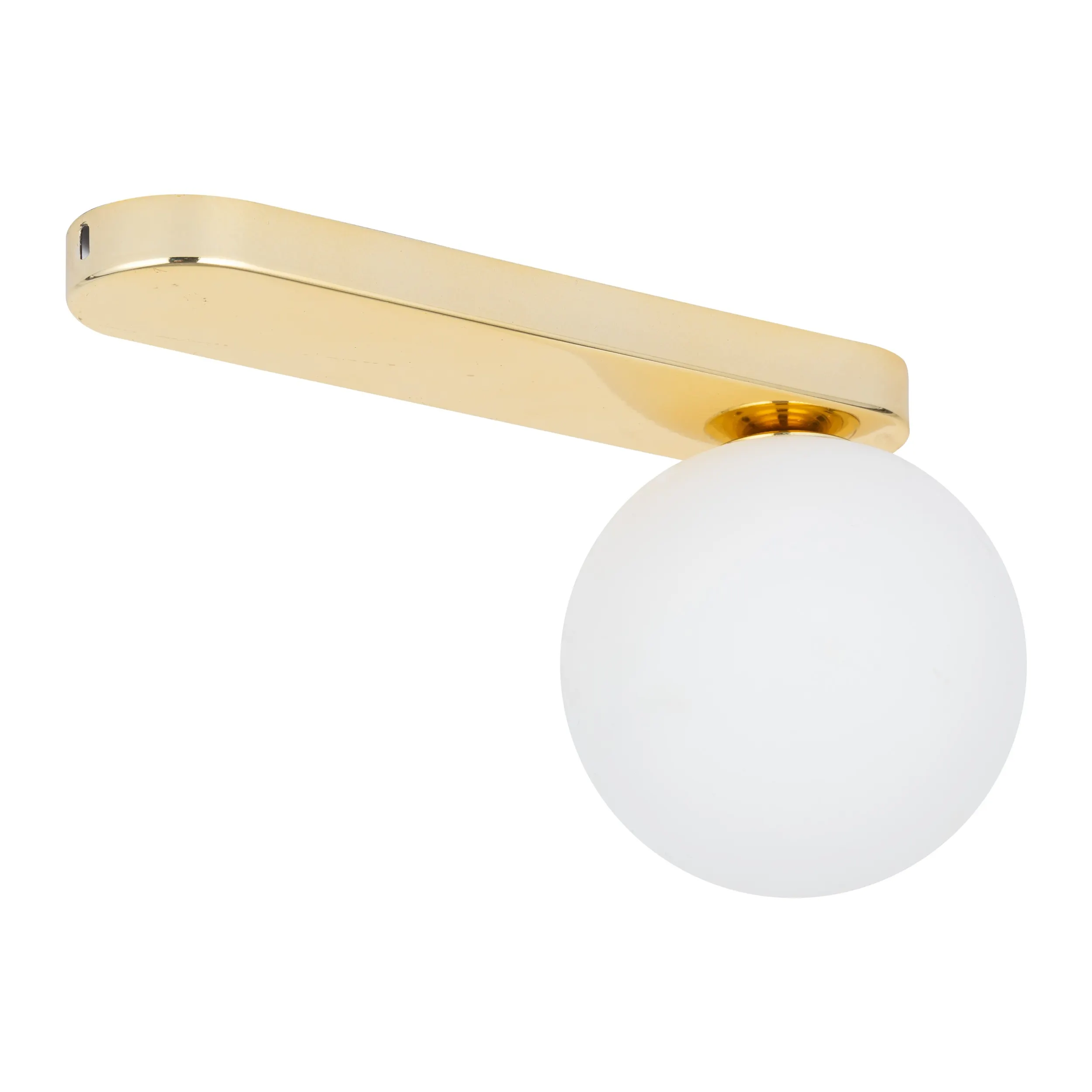 Lampa sufitowa BIANCA złota z białym okrągłym szklanym kloszem 27x15x12cm - TK_4698