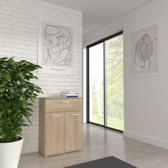 Komoda NIKO 2-drzwiowa z szufladą - dąb sonoma - NIKK33-D30F