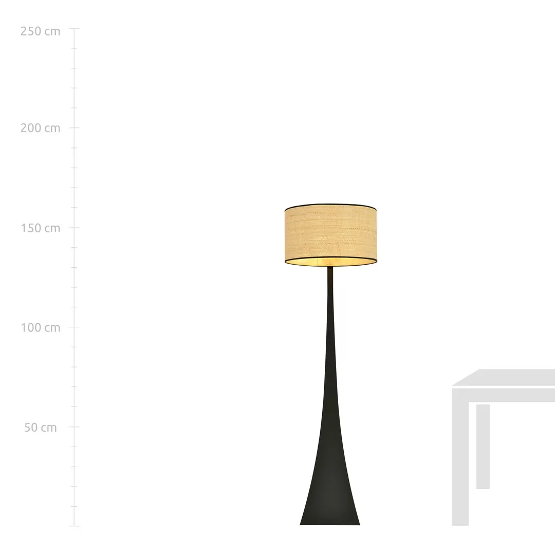 lampa, lampa stojąca, czarna podstawa, abażur beżowy, design