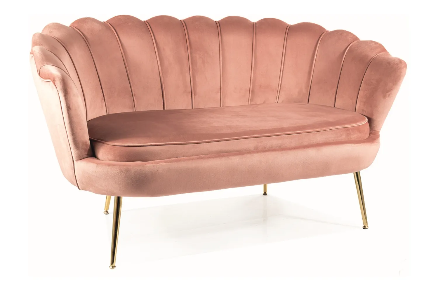 Sofa dwuosobowa CAMELLIA 2 VELVET Bluvel 52 antyczny róż złoty