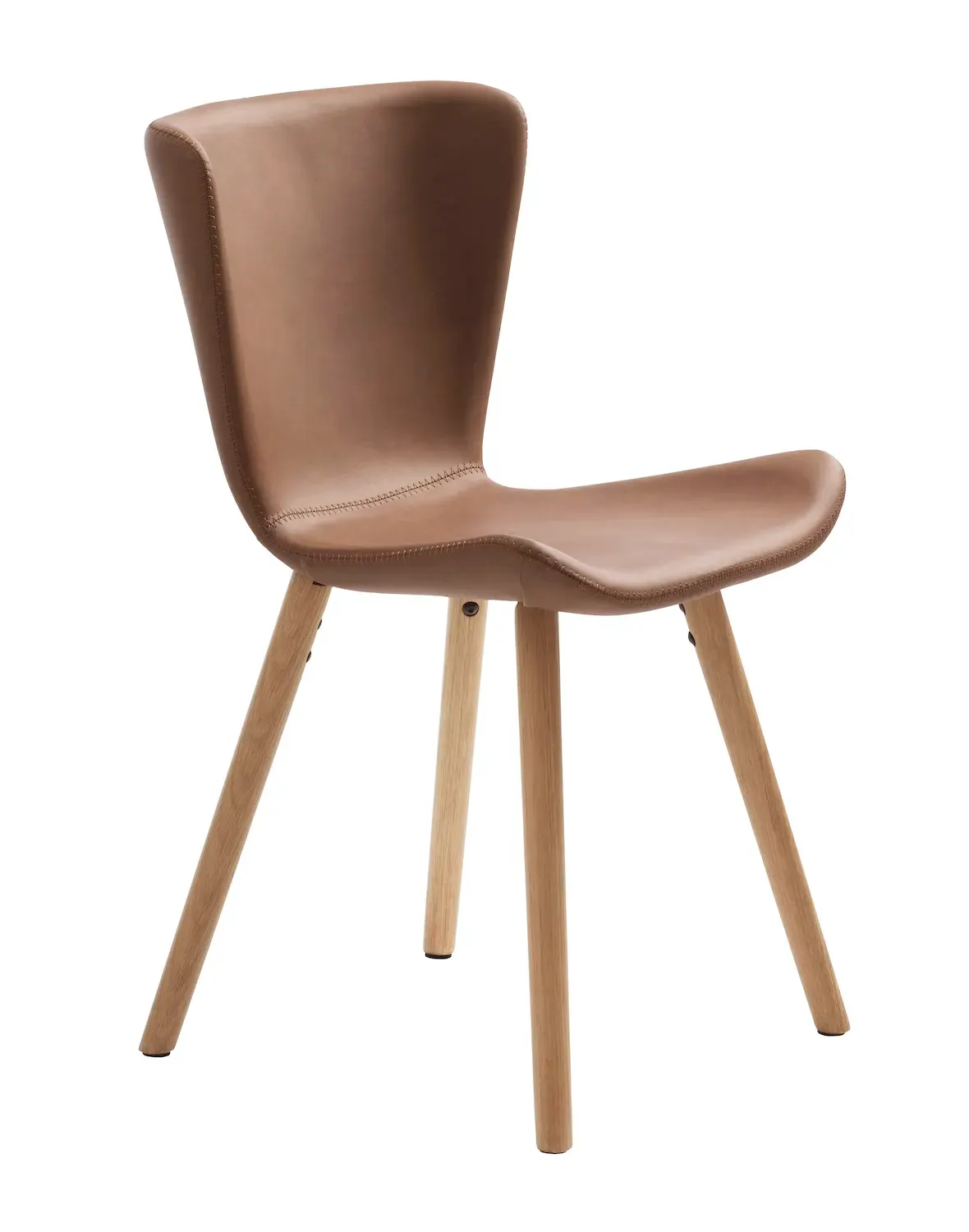 Krzesło drewniane TESLIN z ekoskóry brązowy/koniak