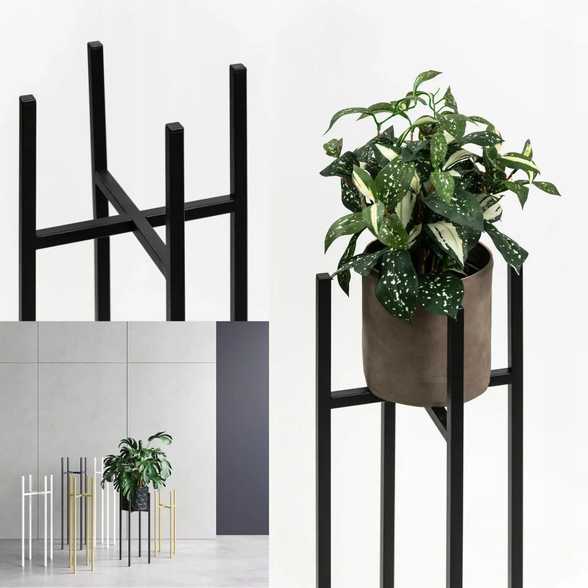 Kwietnik-stojak na donice metalowy ANGERS L czarny - LD_TZ000122