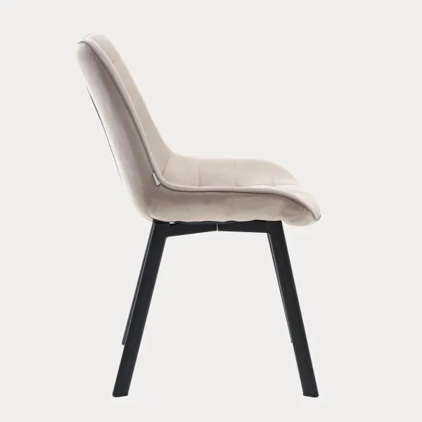 Krzesło tapicerowane welurowe COLIN beżowe - HO_210908