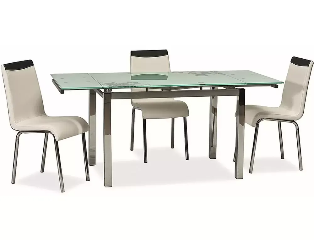 Stół GD-017 rozkładany szklany ze wzorem biały 74x110 Signal - GD017B