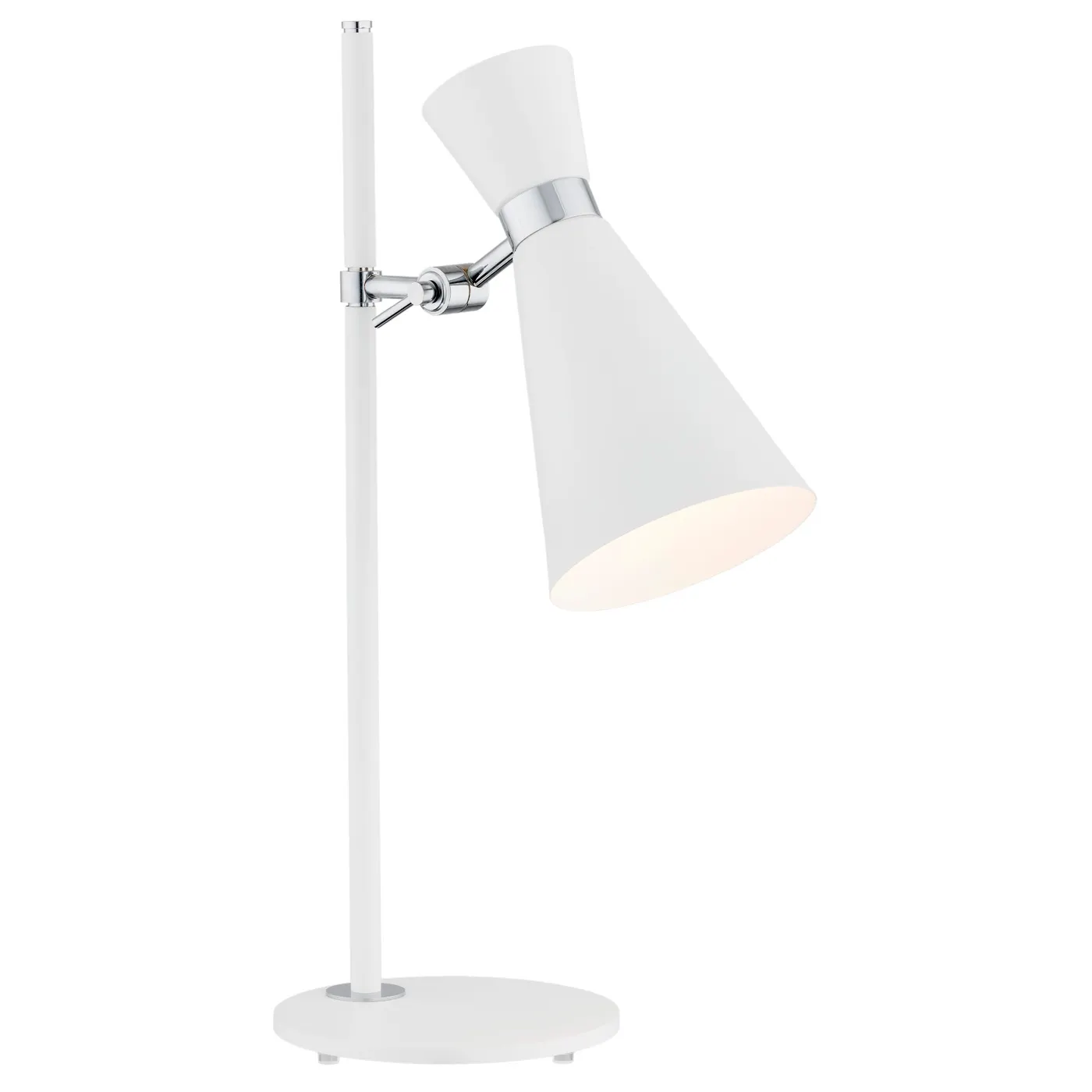 Lampa biurkowa LUKKA metalowa biała z elementami chromowanymi regulowana 53cm Lampa biurkowa LUKKA metalowa biała z elementami chromowanymi regulowana 53cm