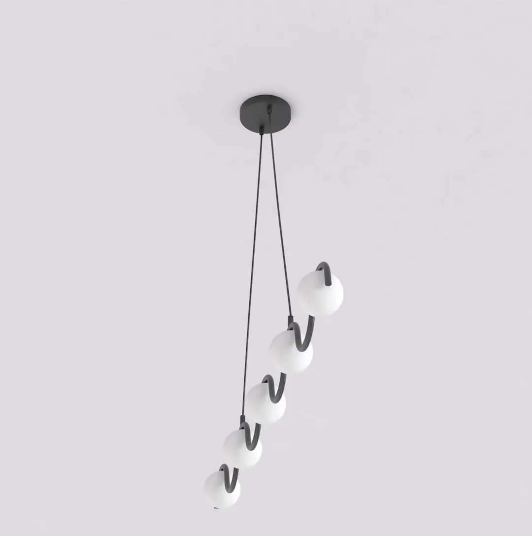 Lampa sufitowa SINUS 5 BL OPAL biało - czarna — zdjęcie 3