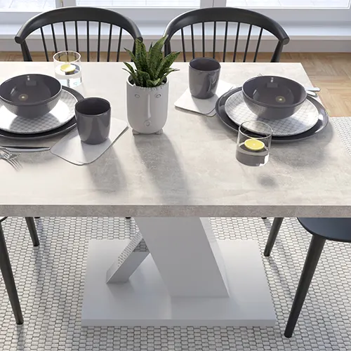 Stół na podstawie TORRE 90x138 beton jasny biały - INT_5002235