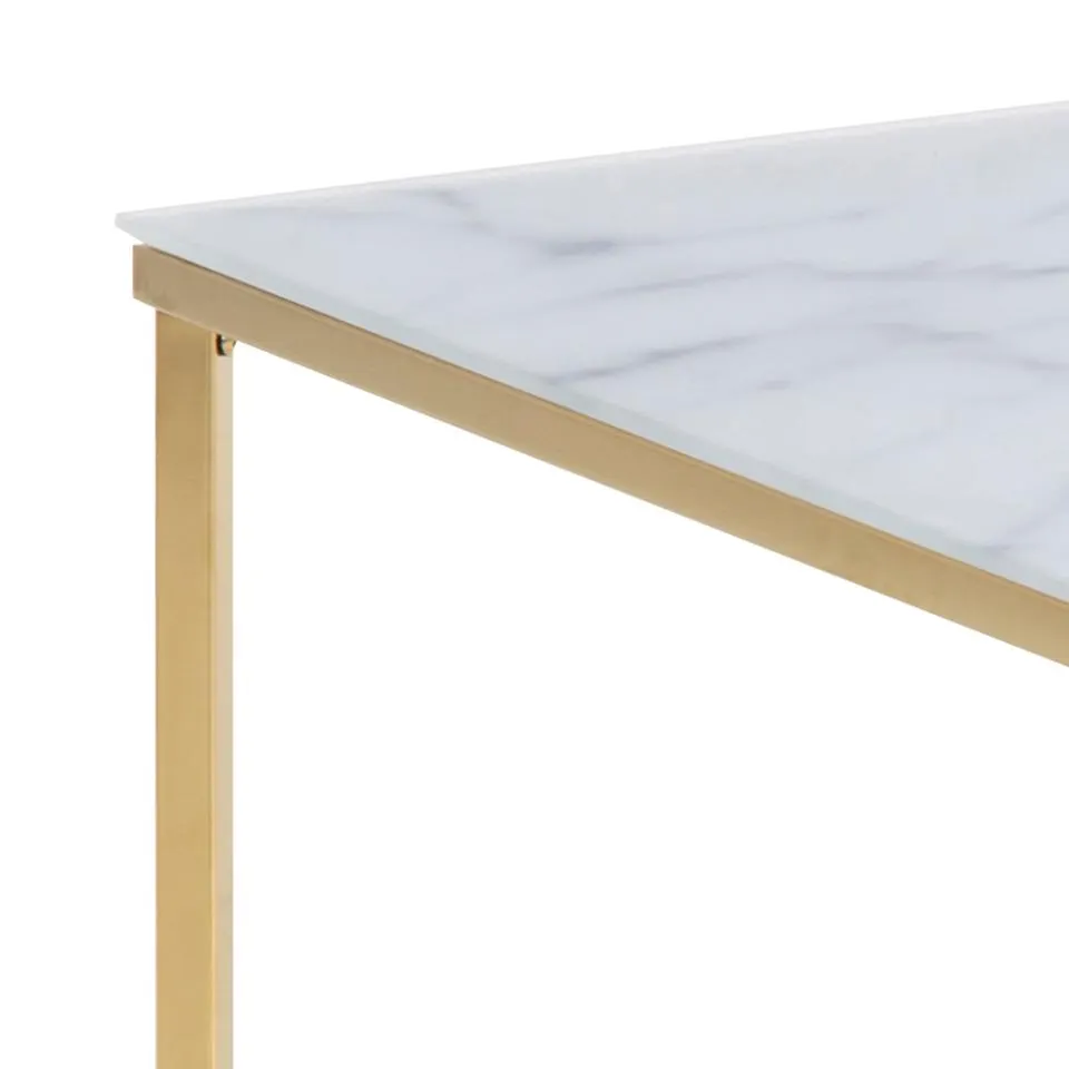 Stolik kawowy SOMIA 80x80x45 cm Biały efekt marmuru, Złoty — zdjęcie 7