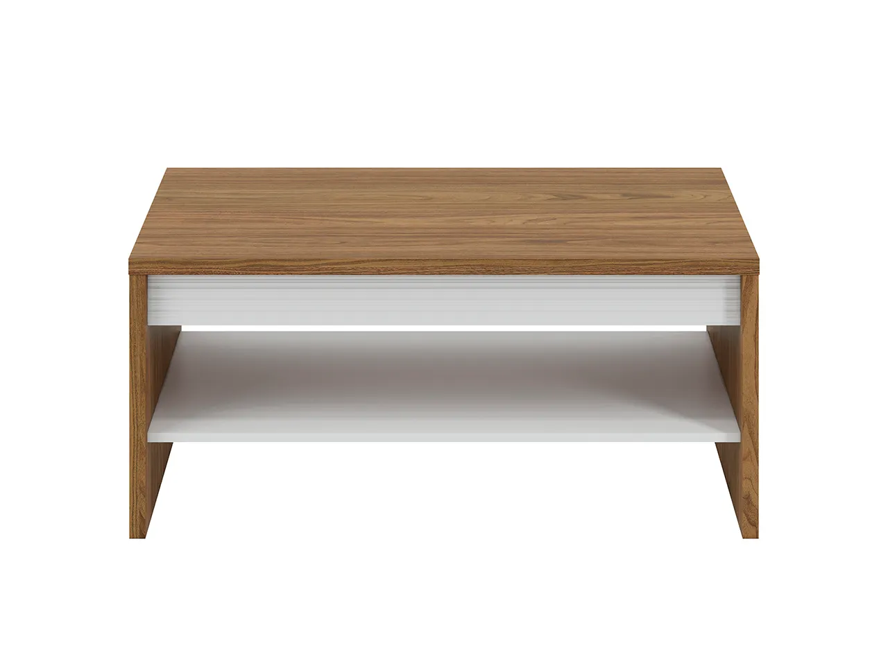 Stolik kawowy z półką DALLAS 16-01 biały połysk, orzech 69x109cm - 1DALL1601-001