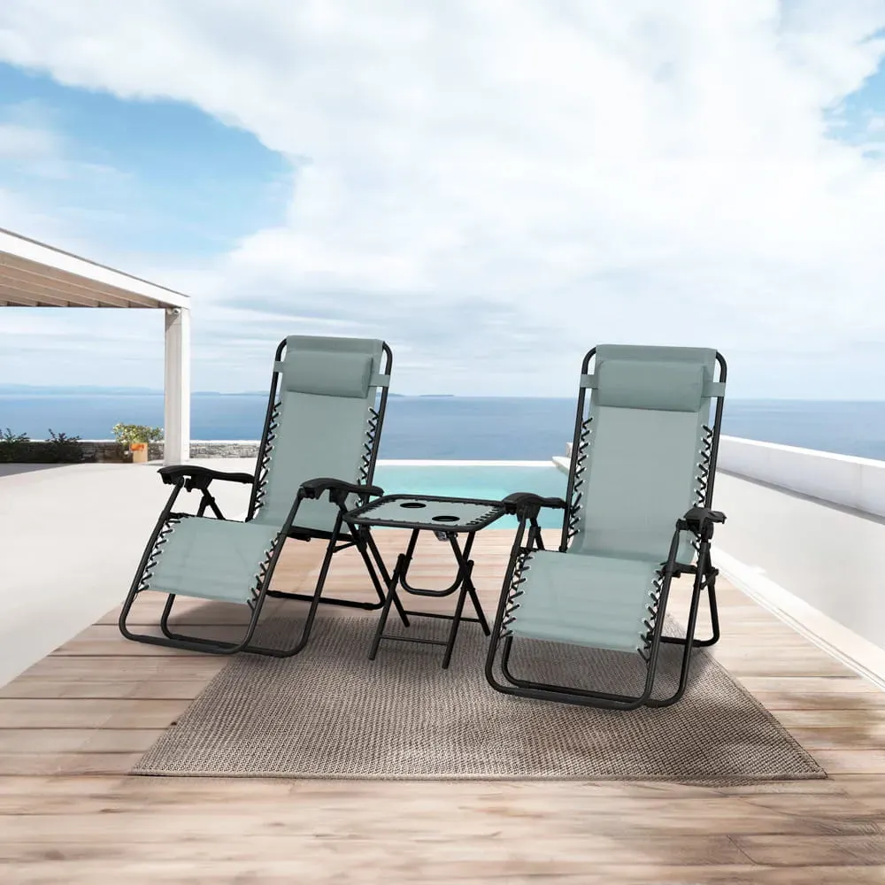 Zestaw 2 leżaków + stolik kawowy DELUX zielony - MI_5905610252403