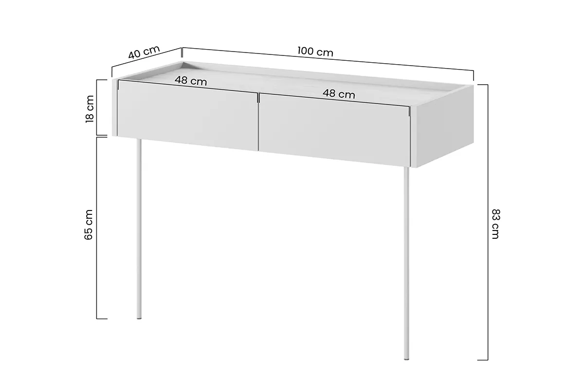 Toaletka - konsola DESIN 2 szuflady - oliwka - dąb nagano - B_149163