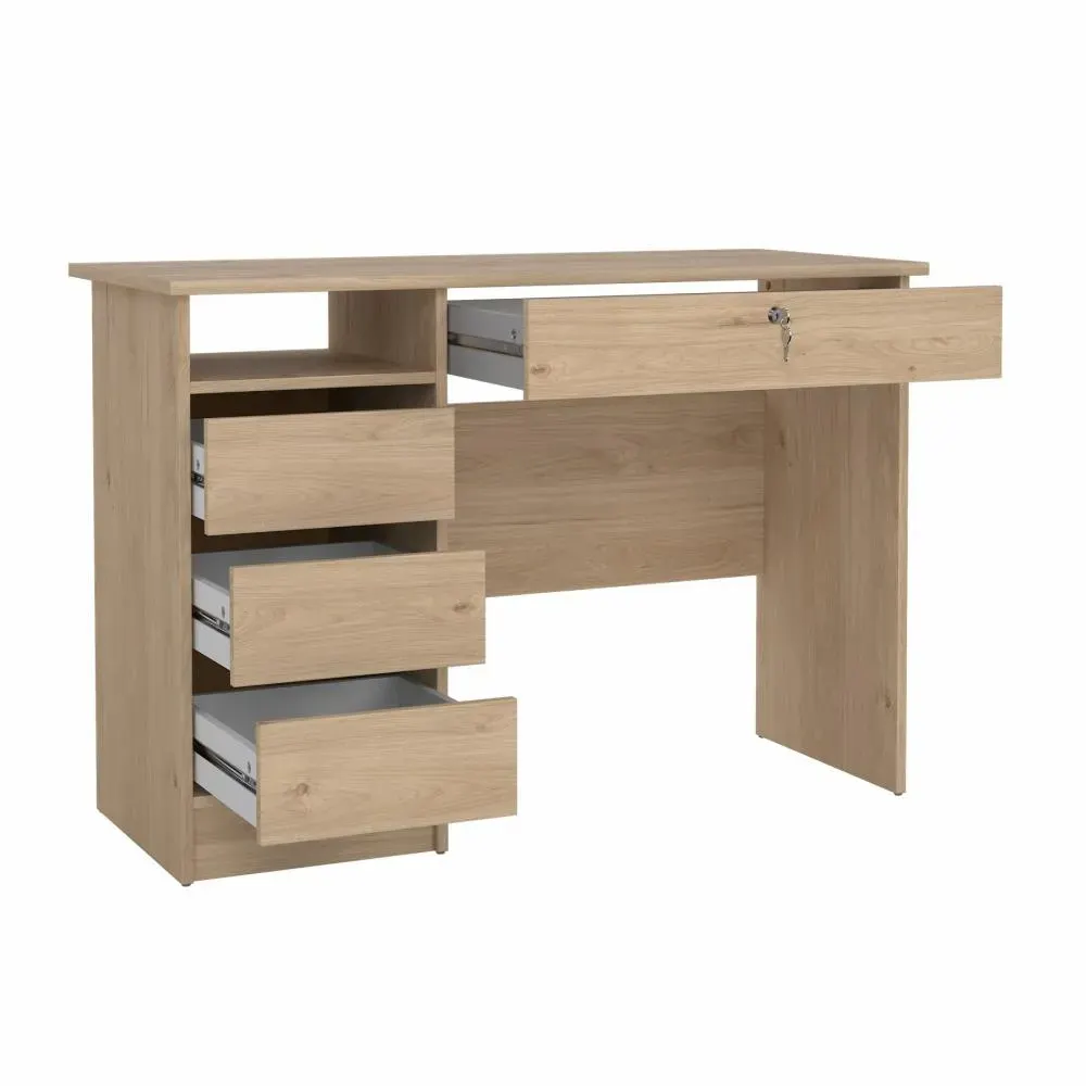 Biurko z 4 szufladami (1 zamykana na klucz) FUNCTION PLUS 110cm Jackson Hickory - TV_70519HLHL