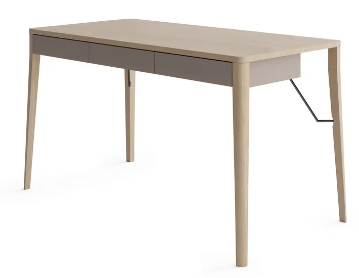 Biurko z 3 szufladami MATCH MK-01 dąb jasny/beżowy Meble, Tabela, Biurko, Stół do jadalni