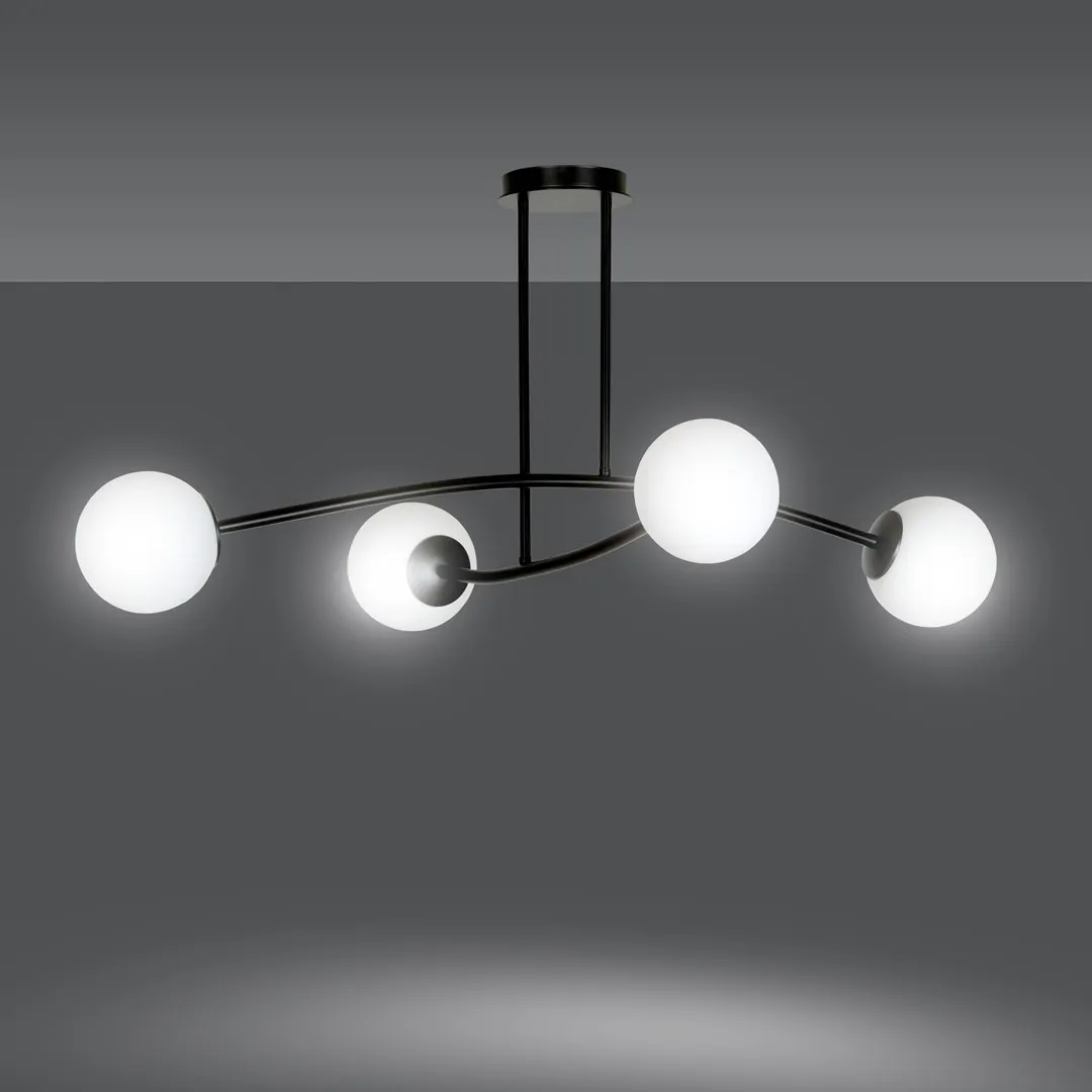 Lampa wisząca HALLDOR 4 czarny biały — zdjęcie 3