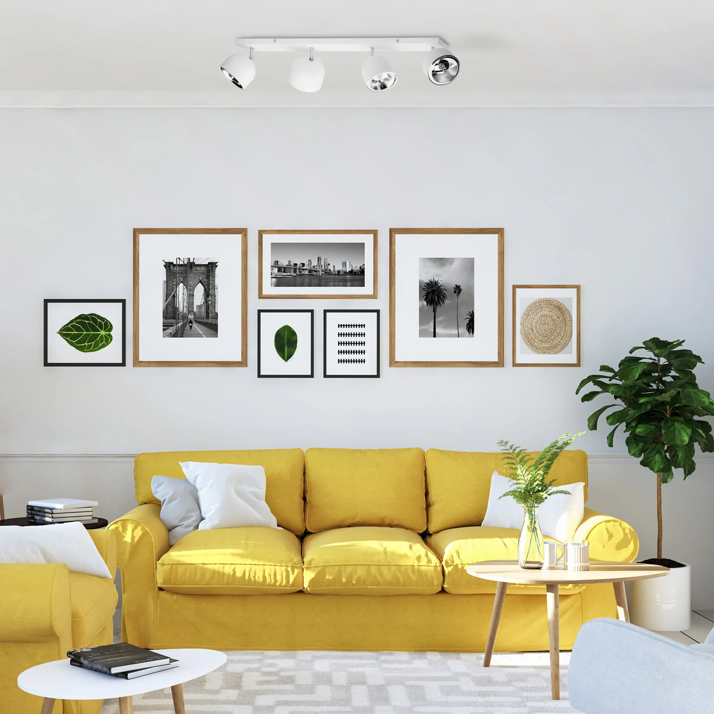 Lampa sufitowa ALTEA biała z chromowanymi elementami na listwie regulowana + zestaw żarówek 97x22x17cm - TK_6516