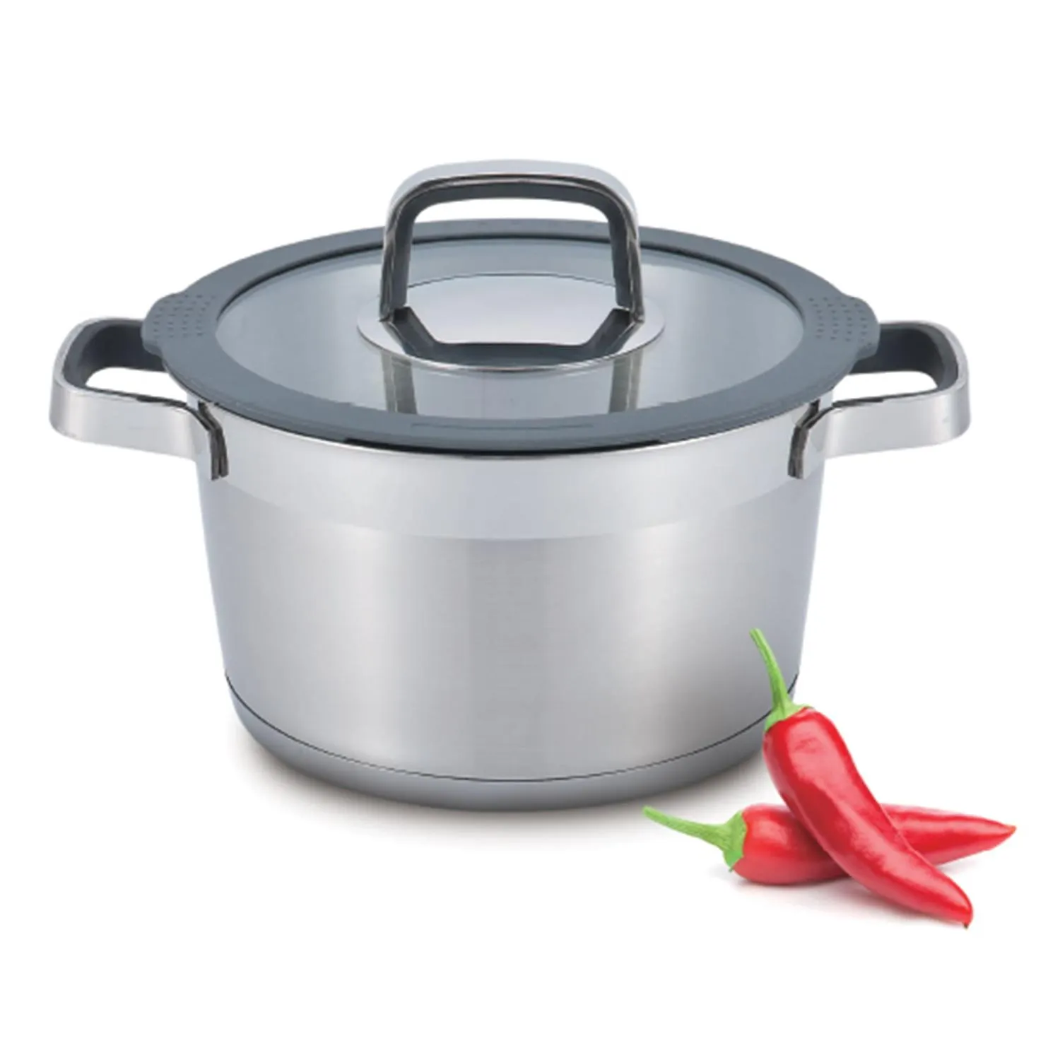 Garnek z pokrywką DUKA ESKIL 8500 ml srebrny stal nierdzewna garnek, stalowy, z pokrywką, naczynie, papryka