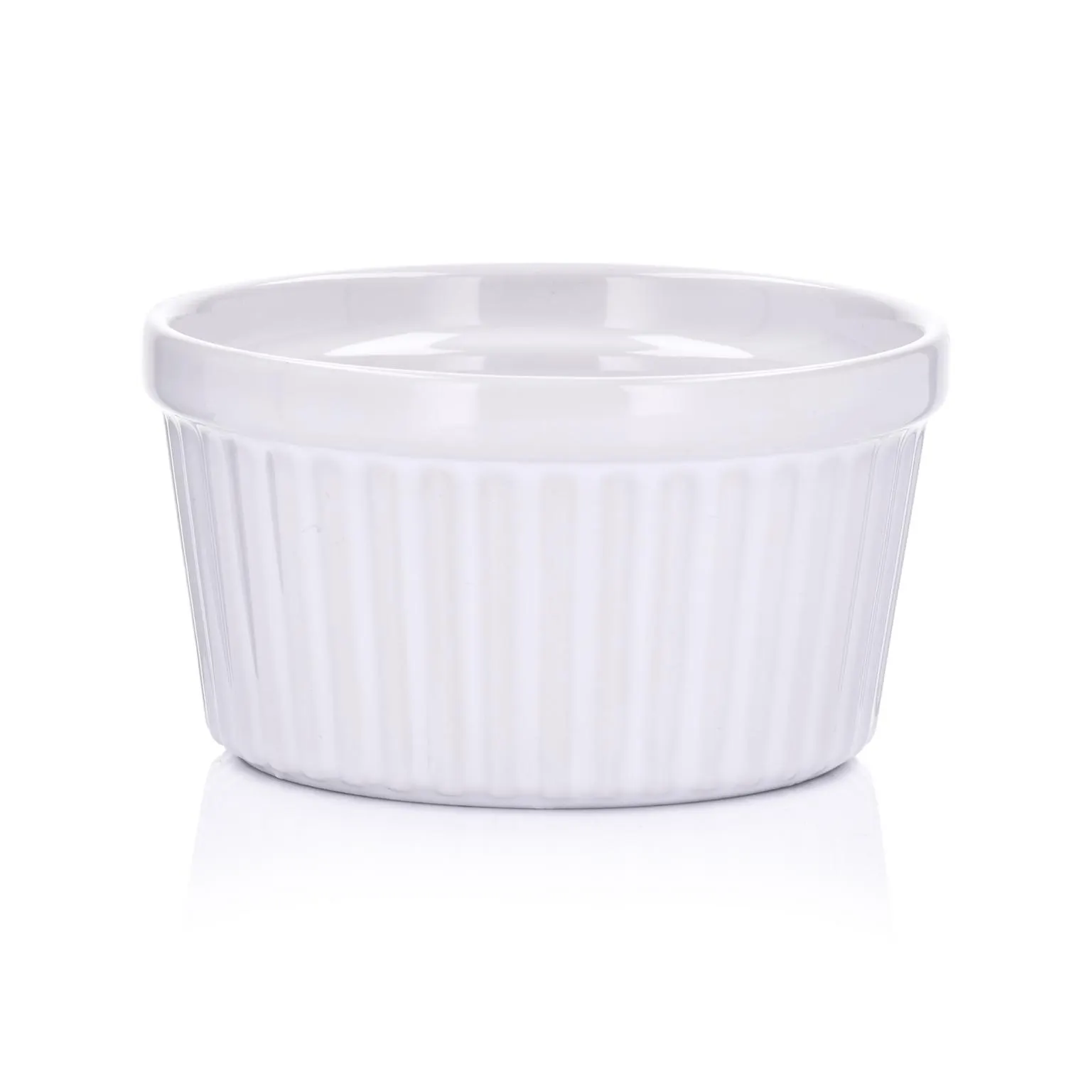 image miska ceramiczna, biała, płaskie żebra, naczynie ceramiczne, porcelanowe