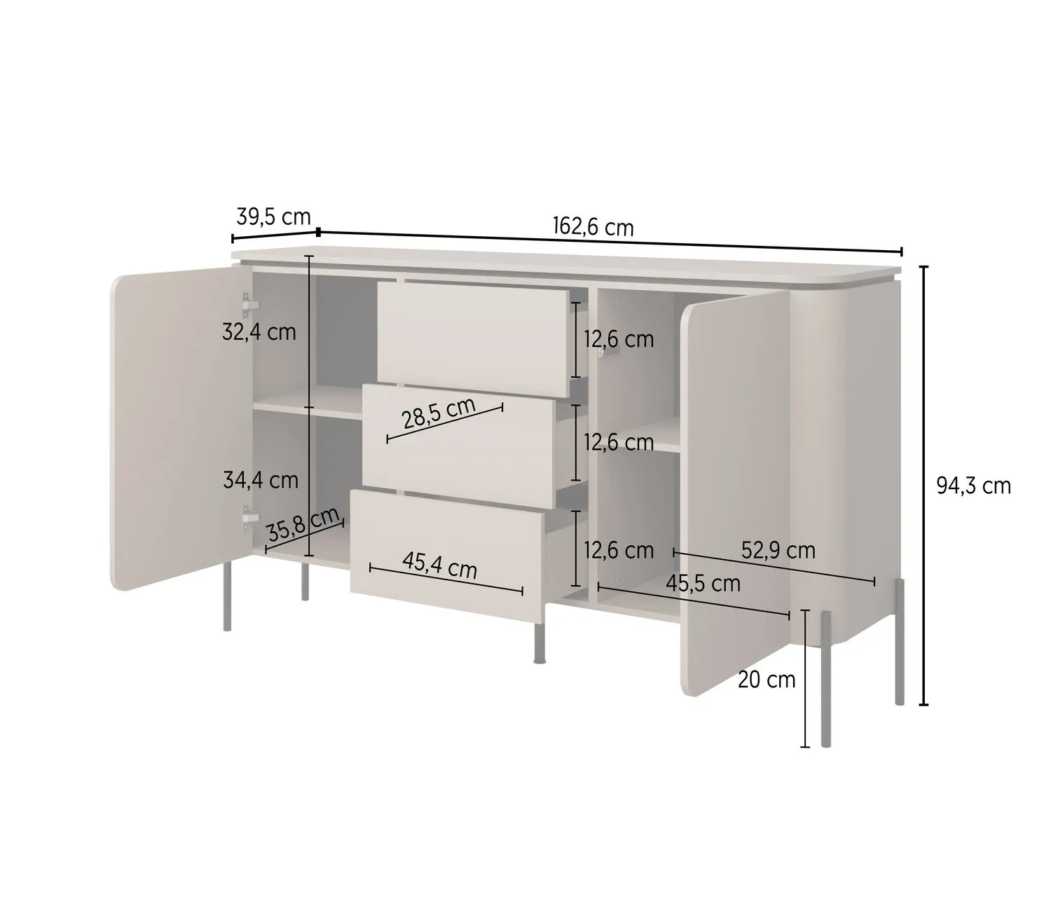 Komoda 2-drzwiowa z szufladami BELLO 163 cm congo - 24COOB26